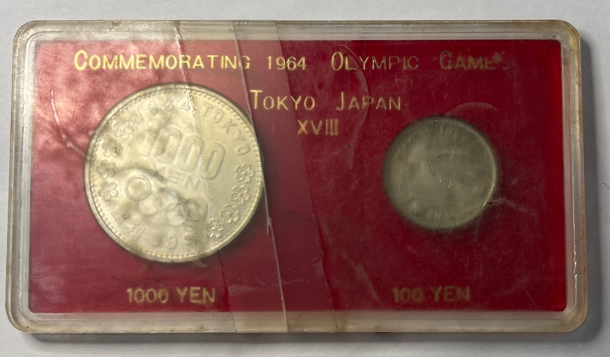1964 Japan Tokyo Olympics 1000 Yen & 100 Yen- 2 Coins