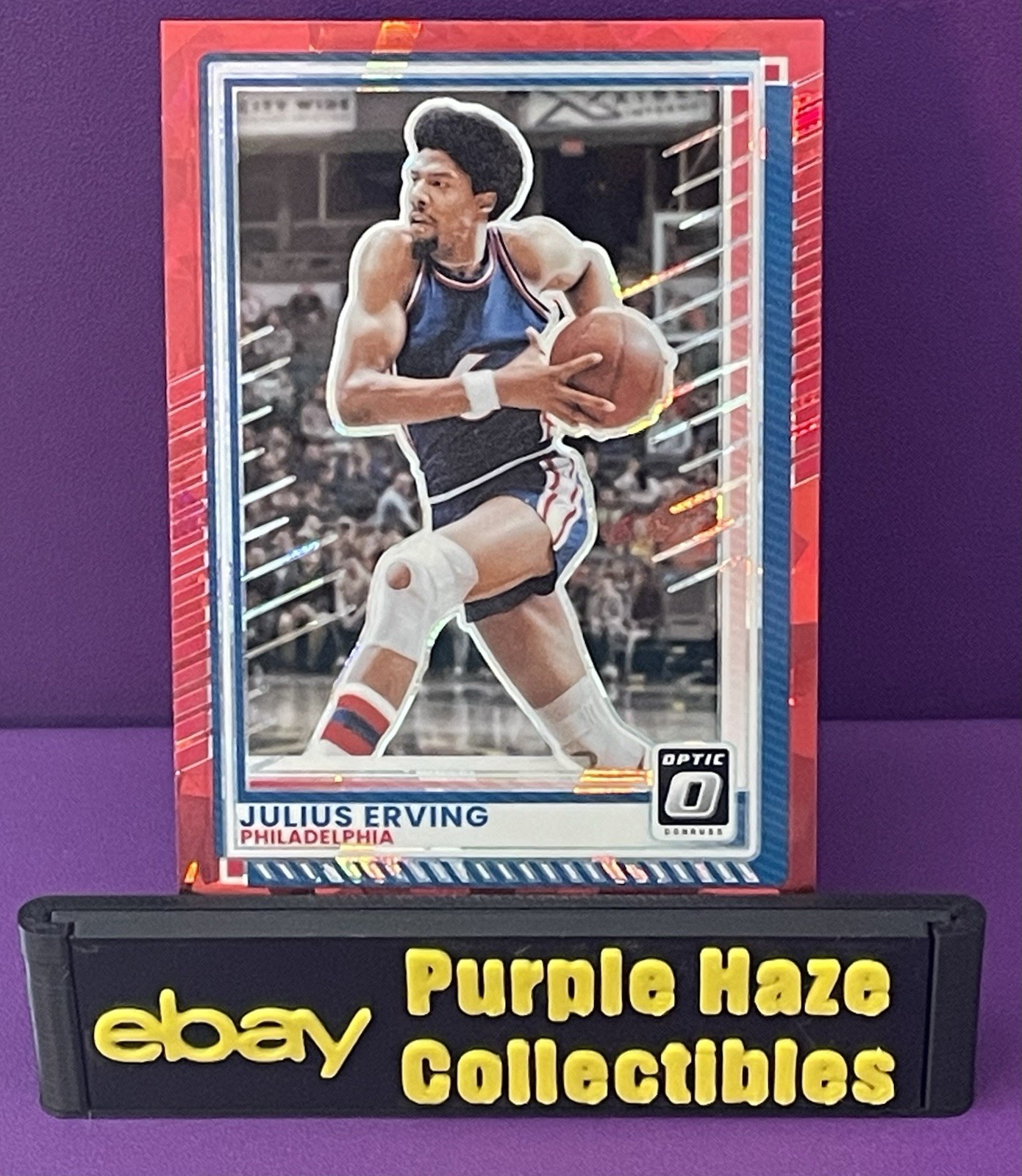 2025-26 Panini Donruss Julius Erving # 137 Red Cubic Prizm 76ers HOF Dr. J