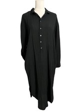 Love By Gap Shirt Dress Womens Small Black Collared Button Midi Lightweight