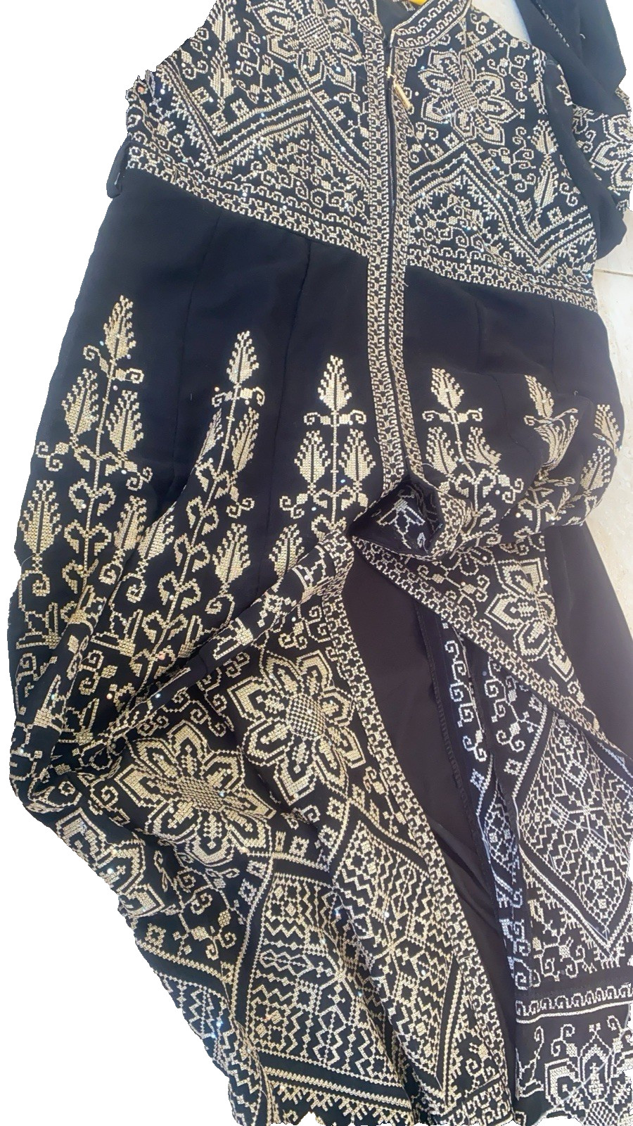 Vintage Palestinian Embroidered Kaftan 2 Piece Dress Size 4 image 8