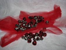 Group of 56 Red  Silver Metal Jingle Bells