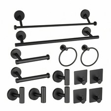 14 Teile Handtuchhalter-Set Schwarz Handtuchstange Modern f&uuml;r Badezimmer