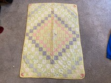 Handmade Patchwork Floral Lap Crib Quilt Multicolor 48  x 34  Vintage