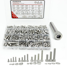 1160pc M3/M4/M5/M6 Metric Hex Head Socket Cap Bolt  Nut Assort-Flat  Lock Wash