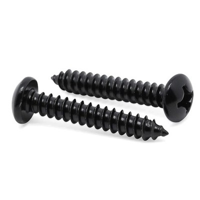 #12 X 1-1/2'' Pan Head Self Tapping Screws Sheet Metal Wood Screws, Black Oxide,