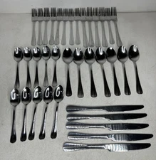 Towle Living Collection WAVE Flatware 37pc Stainless Steel Knives Forks Spoons