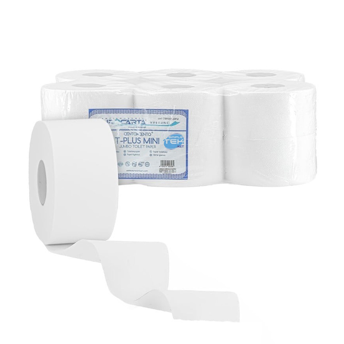 12 X Rotoli Carta Igienica Lavamani Jumbo Mini 609 Strappi 2 Veli_