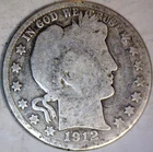 1912d Barber Half SILVER Coin FULL BOLD DATE & MM  PRICED BELOW SILVER MELT   NR
