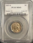 1937-S Buffalo or Indian Head Nickel PCGS MS65 - Light Toning