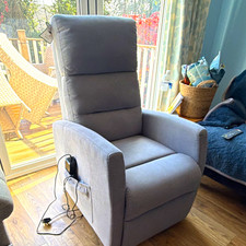 CareCo Orford Electric Recliner Armchair High Back Grey Fabric FN01010005