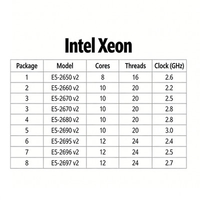 Intel Xeon E5 2630 2640 2650 2660 2670 2680V2 2690V2 2695 2696V2 2697V2 batch