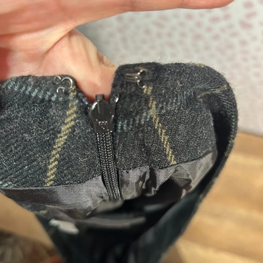 FALDA A CUADROS GRIS MEZCLA LANA LANDS END TALLA 8P 8 Dark Academia Old Money Preppy Foto 4 de 4