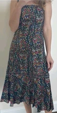 Peruvian Connection Sleeveless Fit and Flare Dress Floral Pleated Size 4 US