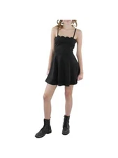 SPEECHLESS Womens Black Open Back Double-layer Hem Short Dress L