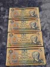 4x 1979 Canada $5 Dollars Notes Pick 92 Fishing Trawler Bank Of Canada $20 Total
