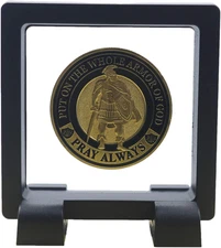 Challenge Coin Holder, Single Coin Display Case, 3D Floating Clear Frame with Fe