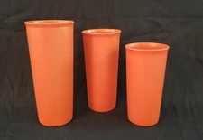 Vintage Tupperware Stacking Tumblers Set Of 3 Dark Orange Harvest 