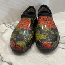 SLOGGERS Black Floral WOMEN'S - SIZE 7 - RUBBER GARDEN Shoes - MADE IN USA