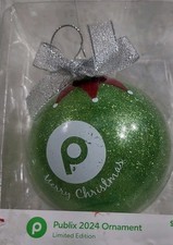 Publix 2024 Happy Holidays Ornament Glittered Glass Blown Collectible NIB