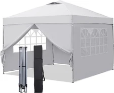  GDY 10x10ft Pop Up Canopy Tent with Sidewalls, Outdoor Canopy, Beach Tent, Easy