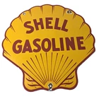 Vintage Shell Gasoline Porcelain Sign - Classic Scallop Shell Logo Sign