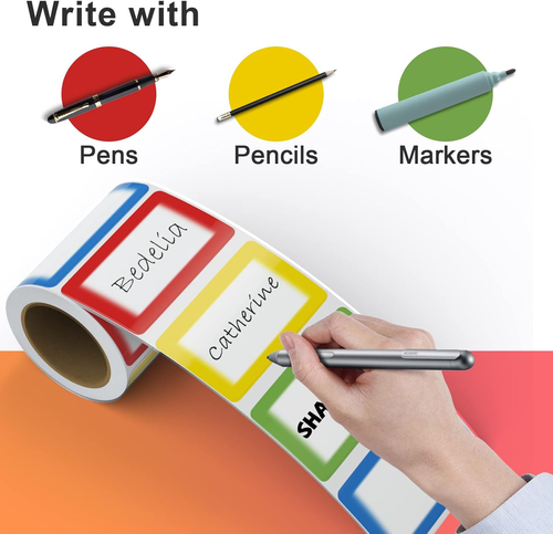 Colorful Plain Name Tag Labels, 200 Stickers, 3.5" x 2.25", for Office & Events - Afbeelding 5 van 7
