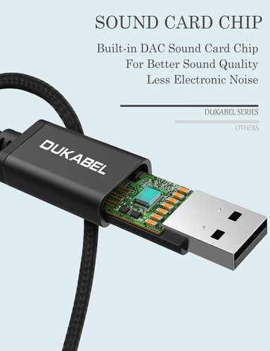 DUKABEL USB to 3.5mm Aux Cable, Jack Cord 1.2Meter/4FT, Black - Afbeelding 6 van 9