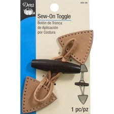 Dritz 454-58 Sew-On Toggle-Tan W/Dark Wooden Button