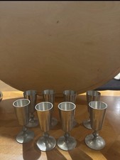 8x Woodbury Pewterers Zinnkelche USA Vintage Weinkelche Zinnbecher Set