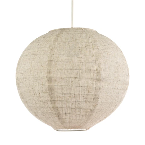 Modern Natural Linen Fabric Oatmeal Spherical Pendant Lighting Shade by Happy...