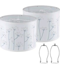 White Lamp Shades Set of 2, Drum Lampshades, Lampshade 10 Inches Height,...