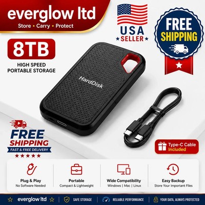 2TB 4TB 8T Portable SSD Type-C External Hard Drive High Speed USB 3.1 Laptop