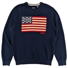 Chaps Mens Navy Blue American Flag Cotton Crewneck Sweater