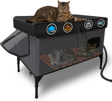 Large Heated Cat House - Insulated, Waterproof, Outdoor Shelter for Feral Cats