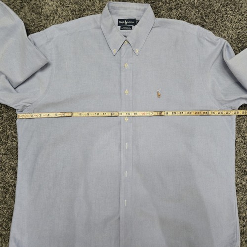RALPH LAUREN Yarmouth Lt Blue Button Down 17.5 35 Oxford Pony Logo Preppy Luxury - 第 5/6 張圖片