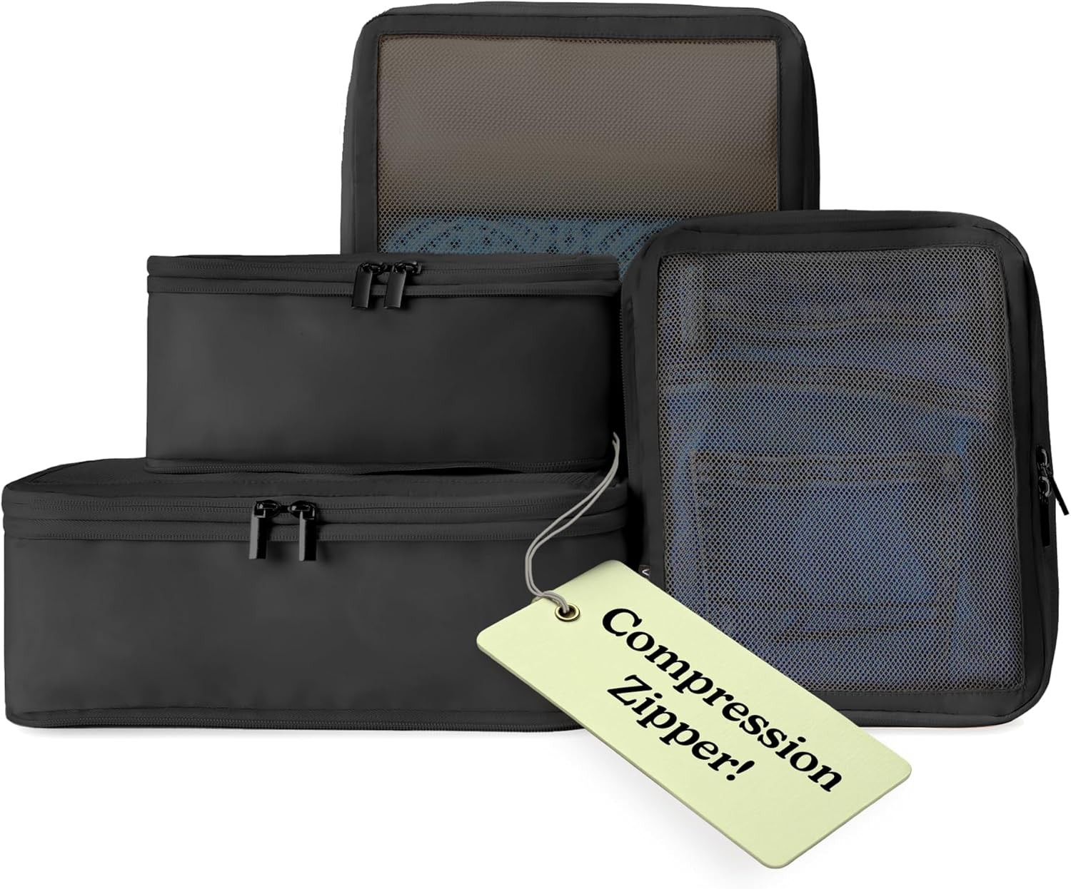 Vandel Space-Saving Compression Packing Cubes for Women, Men, 4-Pack, Black