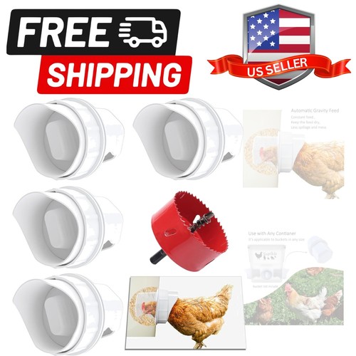 DIY Poultry Feeder PVC 5 Gallons Rain Proof Easy Install for Chickens