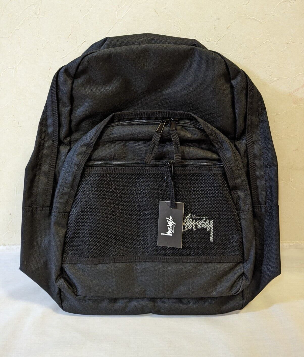 STUSSY Stock Backpack Black Daypack Logo Print Laptop Compartment Available NEW