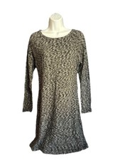 Lou & Grey Sweater Dress Black White Marbled Crewneck XS