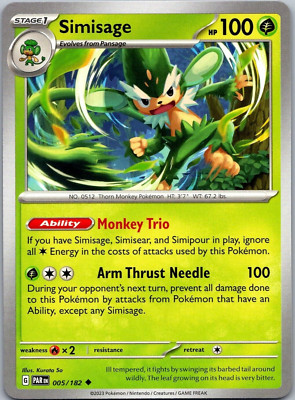 Pokemon - Simisage 005/182 - Paradox Rift  - NM/M