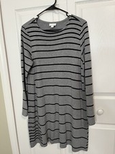 J. Jill striped long sleeve sweater pullover dress with pockets MP