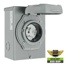 50 Amp Generator Power Inlet Box for RV Trailer NEMA SS 2-50P ETL Listed NEW