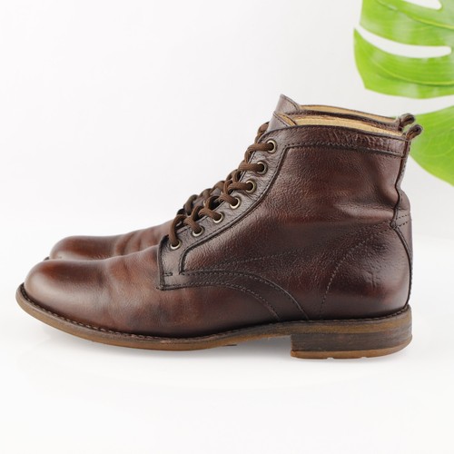 FRYE Mens Tyler Boot Size 9 D Brown Leather Lace Up Chukka Plain Toe Casual - Picture 7 of 19