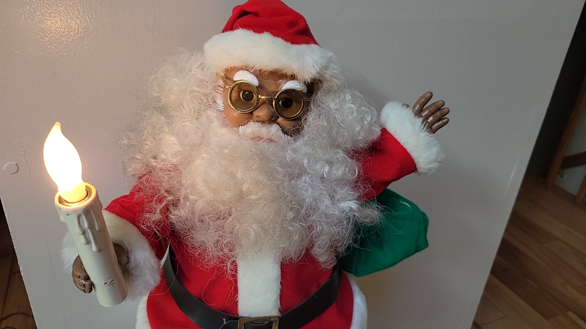 African American Santa-Rennoc Animated Motion Santa- Holding