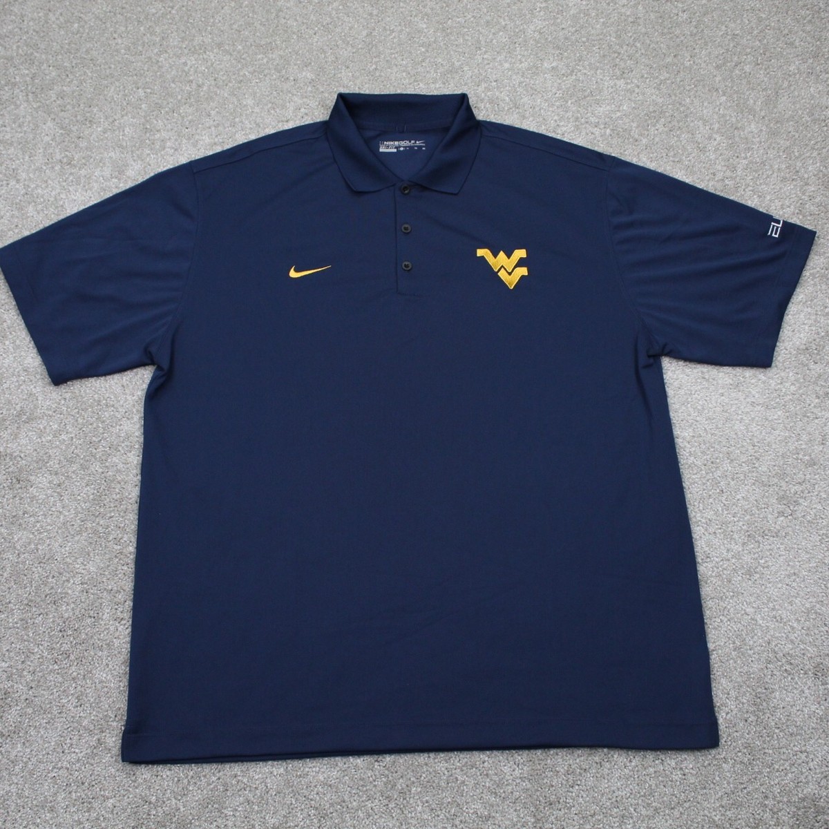 West Virginia Polo Shirt Adult XL Nike Elite Blue Dri-Fit Short