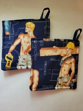 Potholders - Handmade - Set of TWO - Construction Workers