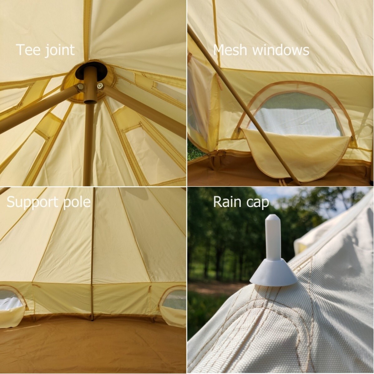◆YURT◆ Nuo_S_Black [YB220_BK] VEVOR Yurt Tent 100% Cotton Canvas Bell Tent 22.9 ft. in Dia