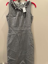 Jcrew gray wool shift dress w petal details at neck size 2 nwt