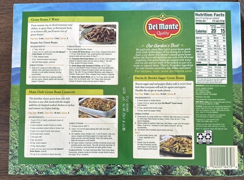 Del Monte Canned Whole Green Beans, 14.5 Ounce (Pack of 12) - 第 3/4 張圖片