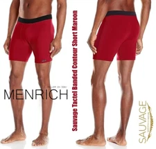 SAUVAGE TACTEL BANDED CONTOUR SPORT/SWIM SHORT. MAROON. NWT🌈 GAY RUFSKIN N2N